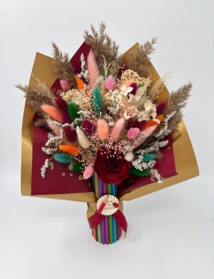 Buchet flori cadre didactice, aranjament cu flori uscate și creioane, roșu – DSPH508003