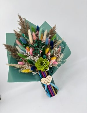 Buchet flori cadre didactice, aranjament cu flori uscate și creioane, verde – DSPH508001
