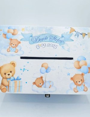 Cutie dar botez, Blue Baby Bear, model personalizat – FEIS508005