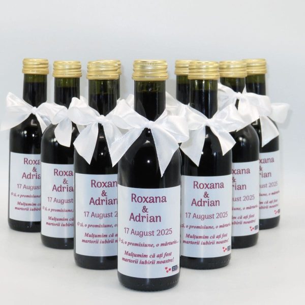 Marturie nuntă, Sticluță de Vin personalizată, fundiță albă - ILIF508017 - imagine 9