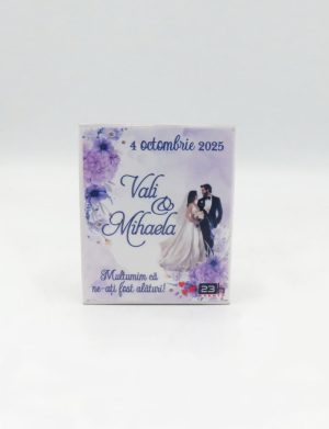 Mărturie nuntă, iconiță în cutie personalizată, Purple – ILIF508011