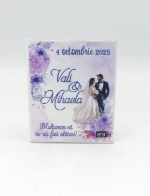 Mărturie nuntă, iconiță în cutie personalizată, Purple – ILIF508011