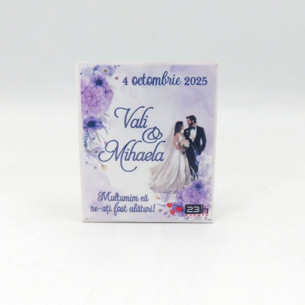 Mărturie nuntă, iconiță în cutie personalizată, Purple - ILIF508011 - imagine 2
