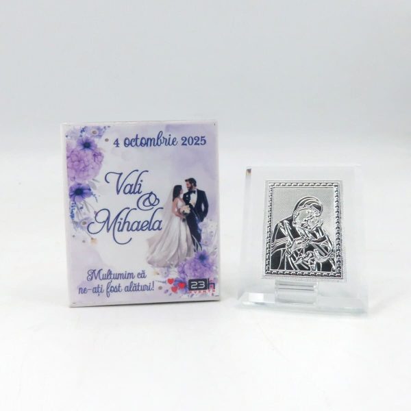 Mărturie nuntă, iconiță în cutie personalizată, Purple - ILIF508011 - imagine 3