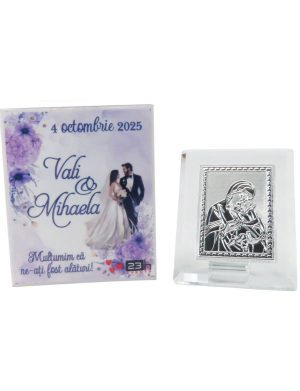 Mărturie nuntă, iconiță în cutie personalizată, Purple – ILIF508011