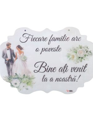 Pancartă nuntă – Bine ați venit la Povestea Noastră, verde, dim. 60×40 cm – ILIF508016