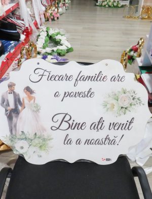 Pancartă nuntă – Bine ați venit la Povestea Noastră, verde, dim. 60×40 cm – ILIF508016
