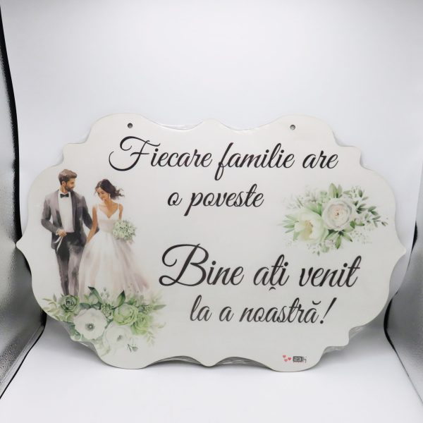 Pancartă nuntă - Bine ați venit la Povestea Noastră, verde, dim. 60x40 cm - ILIF508016 - imagine 2