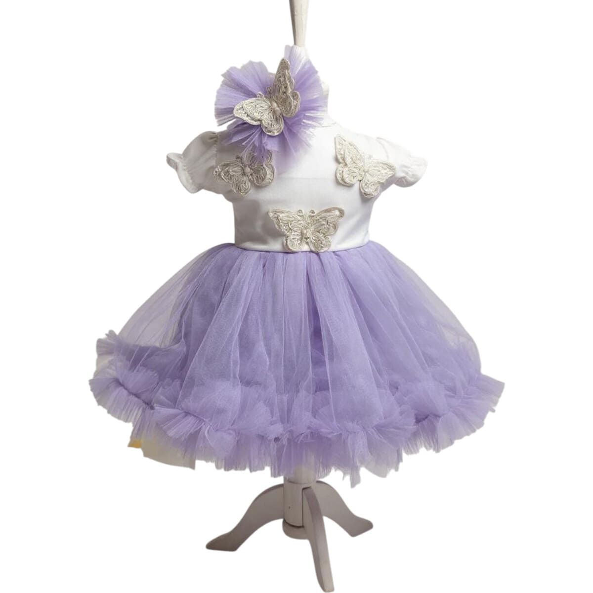Rochita botez fetita bentita culoare alb lila ILIF508019 1