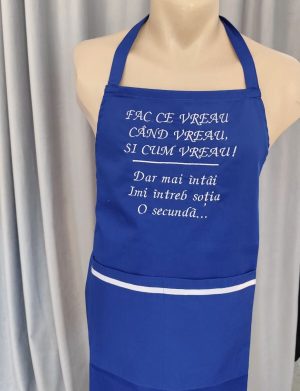 Set 2 șorțuri pentru dezgătit Mirele și Mireasa, 5 piese, model piersiciu-albastru – ODIS508004