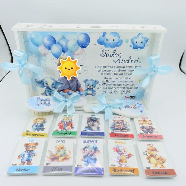 Set Tăviță Moț Băiețel, cu meserii, Personalizat cu fotografie, 13 piese - ILIF508010 - imagine 9