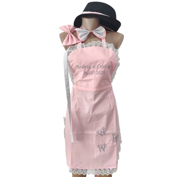Set dezgătit mireasa 4 piese, mode roz Personalizat cu nume miri și dată - ODIS508001