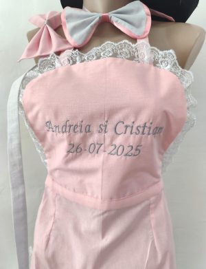 Set dezgătit mireasa 4 piese, mode roz Personalizat cu nume miri și dată – ODIS508001