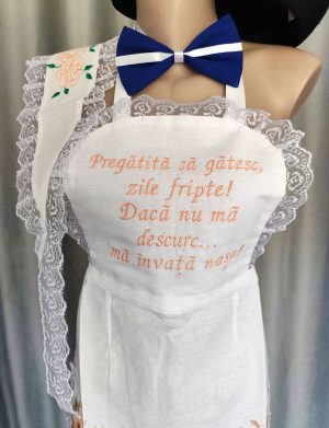 Set dezgătit mireasă-mire, model piersiciu 4 piese Personalizat – Zile Fripte – bentiță – LODIS508002