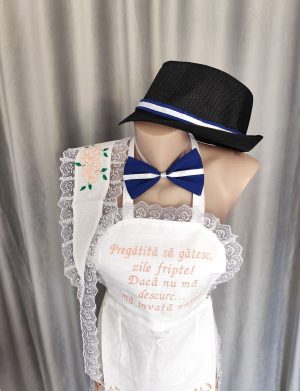 Set dezgătit mireasă-mire, model piersiciu 4 piese Personalizat – Zile Fripte – bentiță – LODIS508002