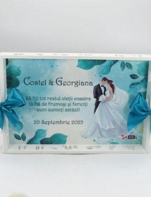 Set gătit mire, Tiffany blue, model personalizat cu 3 piese – ILIF509005