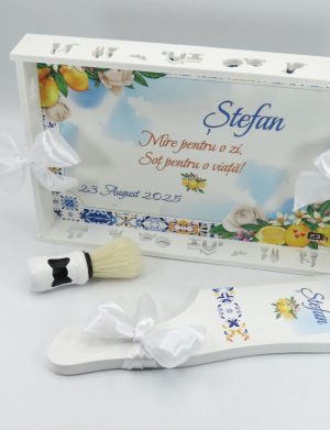 Set gătit mire, stil mediteranean cu lămâi, model personalizat cu 3 piese – ILIF509003