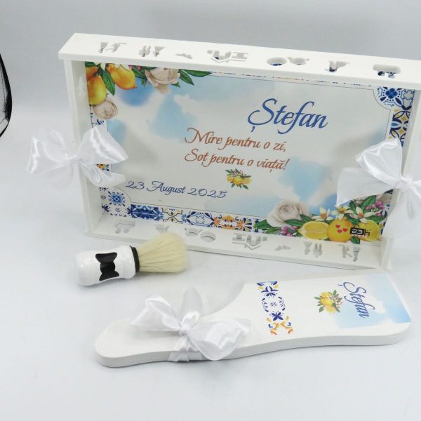 Set gătit mire, stil mediteranean cu lămâi, model personalizat cu 3 piese – ILIF509003 - imagine 3