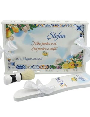 Set gătit mire, stil mediteranean cu lămâi, model personalizat cu 3 piese – ILIF509003