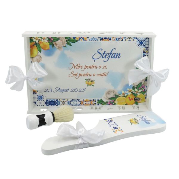 Set gătit mire, stil mediteranean cu lămâi, model personalizat cu 3 piese – ILIF509003