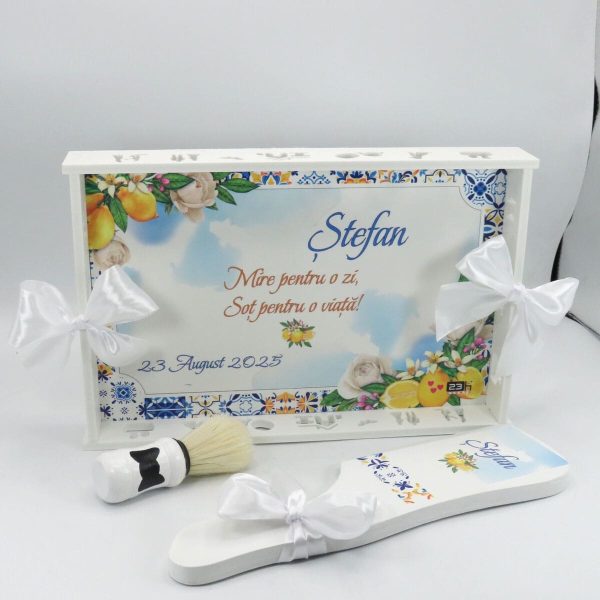 Set gătit mire, stil mediteranean cu lămâi, model personalizat cu 3 piese – ILIF509003 - imagine 4
