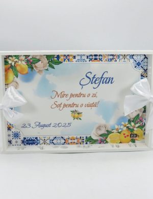 Set gătit mire, stil mediteranean cu lămâi, model personalizat cu 3 piese – ILIF509003