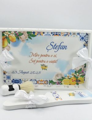 Set gătit mire, stil mediteranean cu lămâi, model personalizat cu 3 piese – ILIF509003