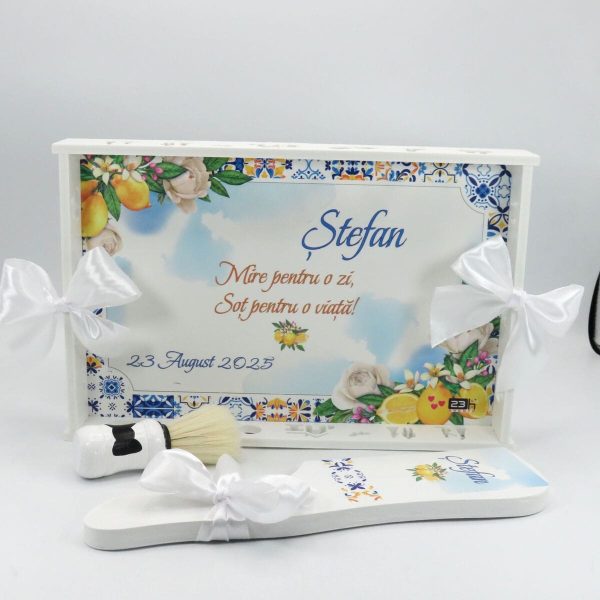 Set gătit mire, stil mediteranean cu lămâi, model personalizat cu 3 piese – ILIF509003 - imagine 5