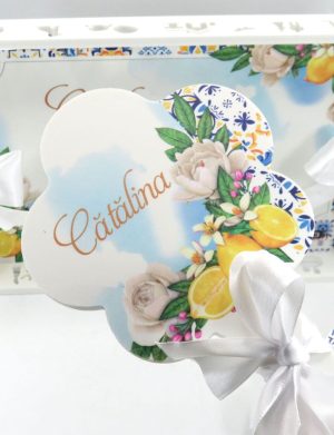 Tăviță gătit Mireasa, stil mediteranean cu lămâi, model personalizat cu 3 piese – ILIF509002
