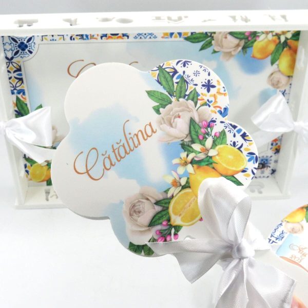 Tăviță gătit Mireasa, stil mediteranean cu lămâi, model personalizat cu 3 piese - ILIF509002 - imagine 4