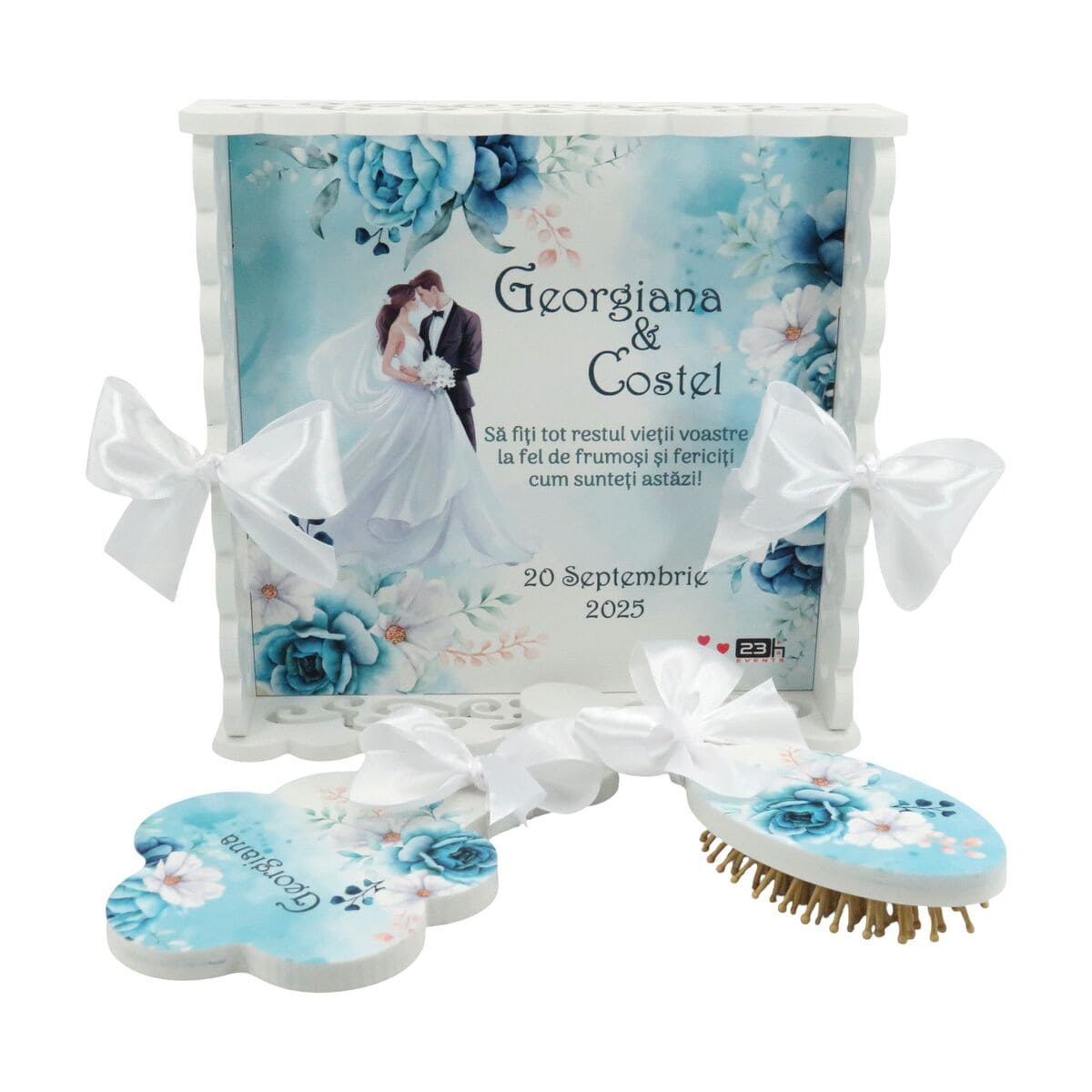 Tavita gatit mireasa Tiffany blue tavita dantelata personalizata 3 piese ILIF509004 3