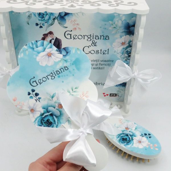 Tăviță gătit mireasa, Tiffany blue, tăviță dantelată personalizată, 3 piese - ILIF509004 - imagine 5