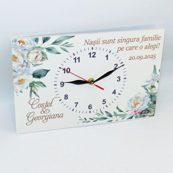 Ceas cadou Nași - model personalizat cu design floral și mesaj, dim. 300x200 mm - ILIF509010 - imagine 6