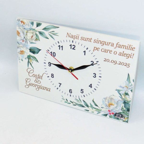 Ceas cadou Nași - model personalizat cu design floral și mesaj, dim. 300x200 mm - ILIF509010 - imagine 5