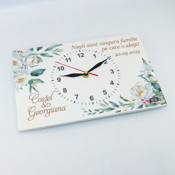 Ceas cadou Nași - model personalizat cu design floral și mesaj, dim. 300x200 mm - ILIF509010 - imagine 3