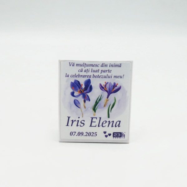 Mărturie botez, iconiță în cutie personalizată, Iris mov - ILIF509008 - imagine 3