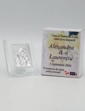 Mărturie nuntă, iconiță în cutie personalizată, Wedding Rings – ILIF509012