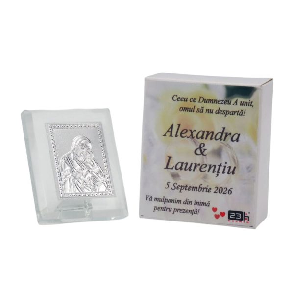 Mărturie nuntă, iconiță în cutie personalizată, Wedding Rings - ILIF509012