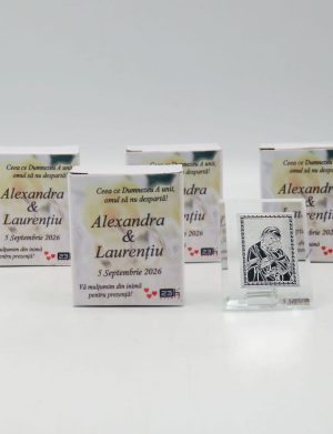Mărturie nuntă, iconiță în cutie personalizată, Wedding Rings – ILIF509012