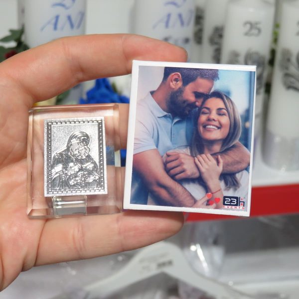 Mărturie nuntă, iconiță în cutie personalizată cu etichetă dublă, Boho - ILIF509011 - imagine 10