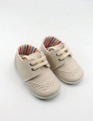 Pantofiori bebe, culoare crem cu șiret – ILIF509007