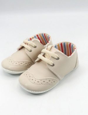 Pantofiori bebe, culoare crem cu șiret – ILIF509007