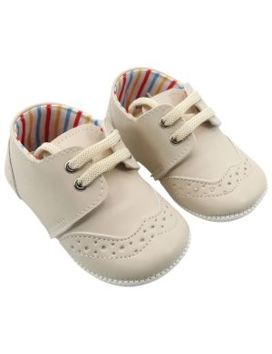 Pantofiori bebe, culoare crem cu șiret – ILIF509007
