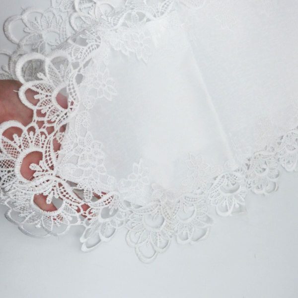 Prosop nuntă alb, model dantelat tip mileu, 180x40cm - ILIF509006 - imagine 7