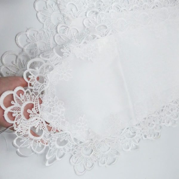 Prosop nuntă alb, model dantelat tip mileu, 180x40cm - ILIF509006 - imagine 5