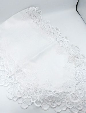 Prosop nuntă alb, model dantelat tip mileu, 180x40cm – ILIF509006