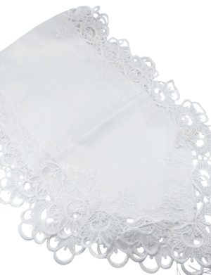 Prosop nuntă alb, model dantelat tip mileu, 180x40cm – ILIF509006