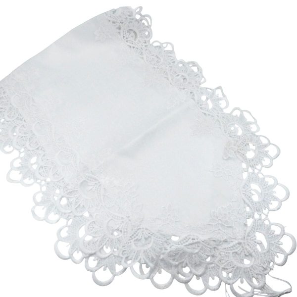 Prosop nuntă alb, model dantelat tip mileu, 180x40cm - ILIF509006