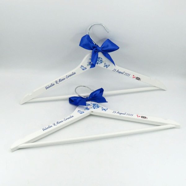 Set 2 umerașe personalizate, din lemn, pentru mire și mireasă, albastru - ILIF509013 - imagine 5
