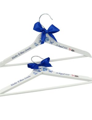 Set 2 umerașe personalizate, din lemn, pentru mire și mireasă, albastru – ILIF509013